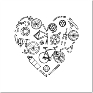 Bicycle Heart Bicycling Posters and Art